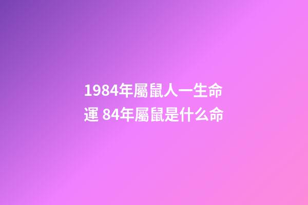 1984年屬鼠人一生命運 84年屬鼠是什么命